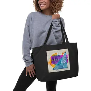 Abstract Yoga Art Standing Bow Pose Large organic tote bag