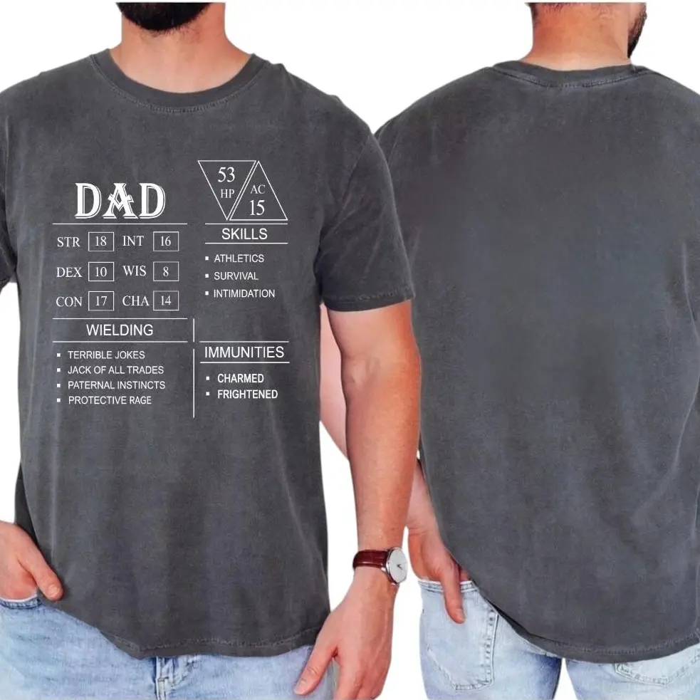 Comfort Colors Dnd Dad T Shirt: Funny Dungeon Master Gift Tee, Father's Day Gift T Shirt, Unisex Short Sleeve Tee, Casual Clothing