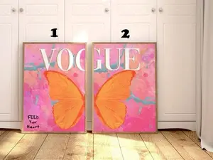 Vogue Fashion Magazine Poster, 70s Print, Pink Wall Art, Retro Print, Preppy Print, Vogue Girl Decor Ornaments