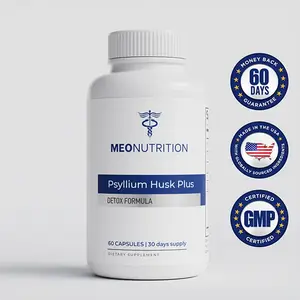Meo Nutrition Psyllium Husk Plus Detox Formula 60 Capsules 30 Days Supply Vegan Natural Fiber for Improved Digestion and Support of Regular Bowel Movements - Healthcare
