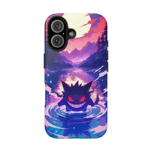 Aesthetic Purple Gengar Monster Phone Case | Cartoon Ghost Smile Protective Cover for iPhone 17 - 11 Pro Max Plus Mini X XR XS 7 8 Plus or SAMSUNG GALAXY S25 - S21 Ultra Plus