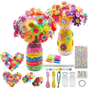 DIY Bouquet Craft Kit, Handmade Button Felt Flower Set, Artistic Birthday Gift Materials Pack, Creative Home Decor Idea, DIY Fake Flowers