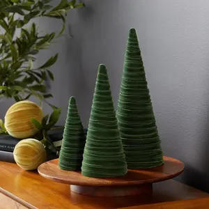 Olive Green Velvet Cones Set of 3, Woodland Nursery Decor, Modern Christmas Tree, Mantel Décor, Holiday Entryway, Rustic Winter Home, Gift