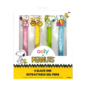 OOLY x Peanuts Black Ink Retractable Gel Pens - Set of 4 OOLY x Peanuts Black Ink Retractable Gel Pens - Set of 4