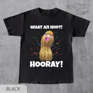TheBurntPeanut What An Idiot Tee | Hooray! The Burnt Peanut T-Shirt Party Confetti Arc Raiders Goop Gooping Humor Funny BurntPeanut Shirt