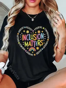 100% Cotton Unisex Inclusion Matters Special Education Teacher Autism Awareness T-Shirt