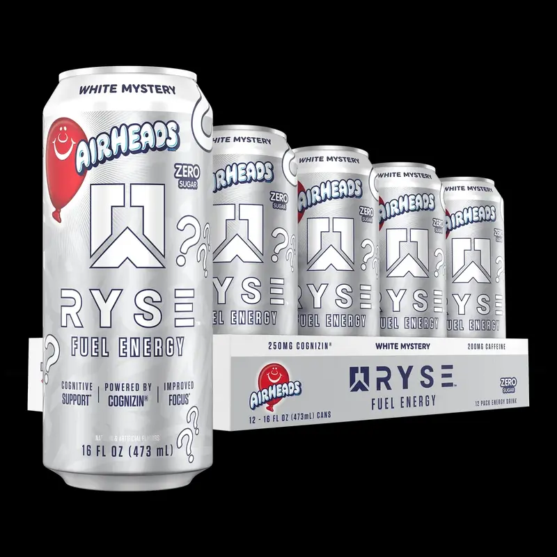 RYSE Up Supplements Sugar-Free Natural Vegan Sport Beverage - 16 fl oz, Gluten-Exempt, No Fillers/Artificial Colors, 0-5 Calories, 200mg Clean Caffeine, Taurine, Berry Flavor - Adult Energy Booster Preworkout Drink - 12 Pack, Candy-Exempt