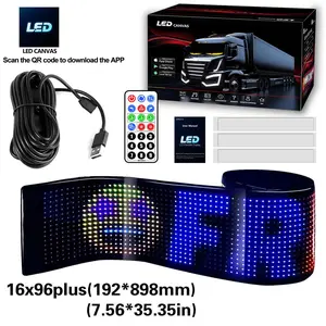 Single Piece 16*96plus LED Soft Screen, Modern Tech Style, Bluetooth-compatible Connection, Smart Full Color Adhesive Car Sticker, High Pixel Brightness,It is applicable to all vehicle models, glass decoration, advertising display, information support