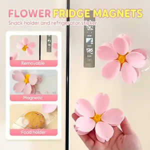 Magnetic Flower Food Clips – Cute Cherry Blossom Bag Sealing Clips Set, Reusable Fridge Magnet Snack Sealer & Kitchen Organizer, Pastel Pink Floral Home Decor, 6-Piece Set, BPA-Free, Eco-Friendly, Perfect Gift Idea - Plastic