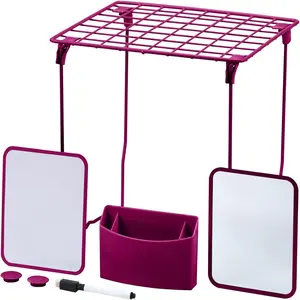 7-piece locker organization kit includes locker rack, mirror, whiteboard, storage cups and dry erase markers
