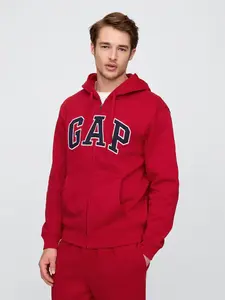 Relaxed Gap Logo Zip Hoodie Color Red Apple