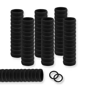 200 count Hair Ties no  - Black Rubber Bands for Hair, Elastics Hair Bands for Thick & Curly Hair, Ponytail Holders(2cm Diameter)