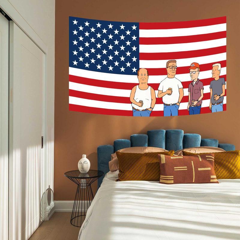 Funny Flag King of the Hill TV Show American Flag 3x5ft Wall Hanging Funny Tapestry with Brass Grommet Wall Hanging for College Dorm Decoration, Party, Gift