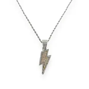 CZ Lightning Pendant Necklace for Men Women Streetwear Punk Hip Hop Unisex Style