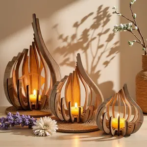 Handcrafted Wood Candle Lamp Holder Kit - DIY Assembly Candlestick Set for Aromatherapy & Home Decoration, Rustic Farmhouse Style Decor for Indoor Display & Gift Giving