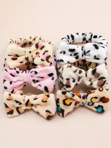 6 Pcs Leopard Print Plush Swim Headbands, Fashion Swimming Accessories for Kids & Adults, Comfortable Fit for Poolside & Beach Fun