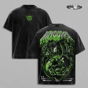 Vintage Rayquaza Green Acid Washed T-Shirt, Pocket Monster Merch, Grunge Anime Washed Oversized Tee, Aesthetic Anime Streetwear Gift