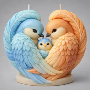 Heart-Shaped Bird Family Silicone Mold, Dual Birds Protecting Chicks Design, DIY Craft Resin Liquid Mould for Candle Making, Soap Molds, Mother's Day Gift, Handicraft