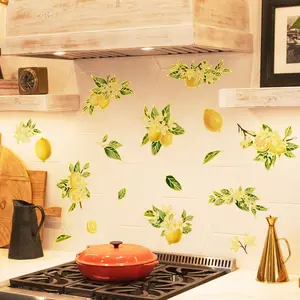 A set (20*30cm*3pcs) of gold-stamped lemon flower and fallen leaf wall stickers for living room, bedroom, and home background decoration TJ021-ZC Decorative wall sticker