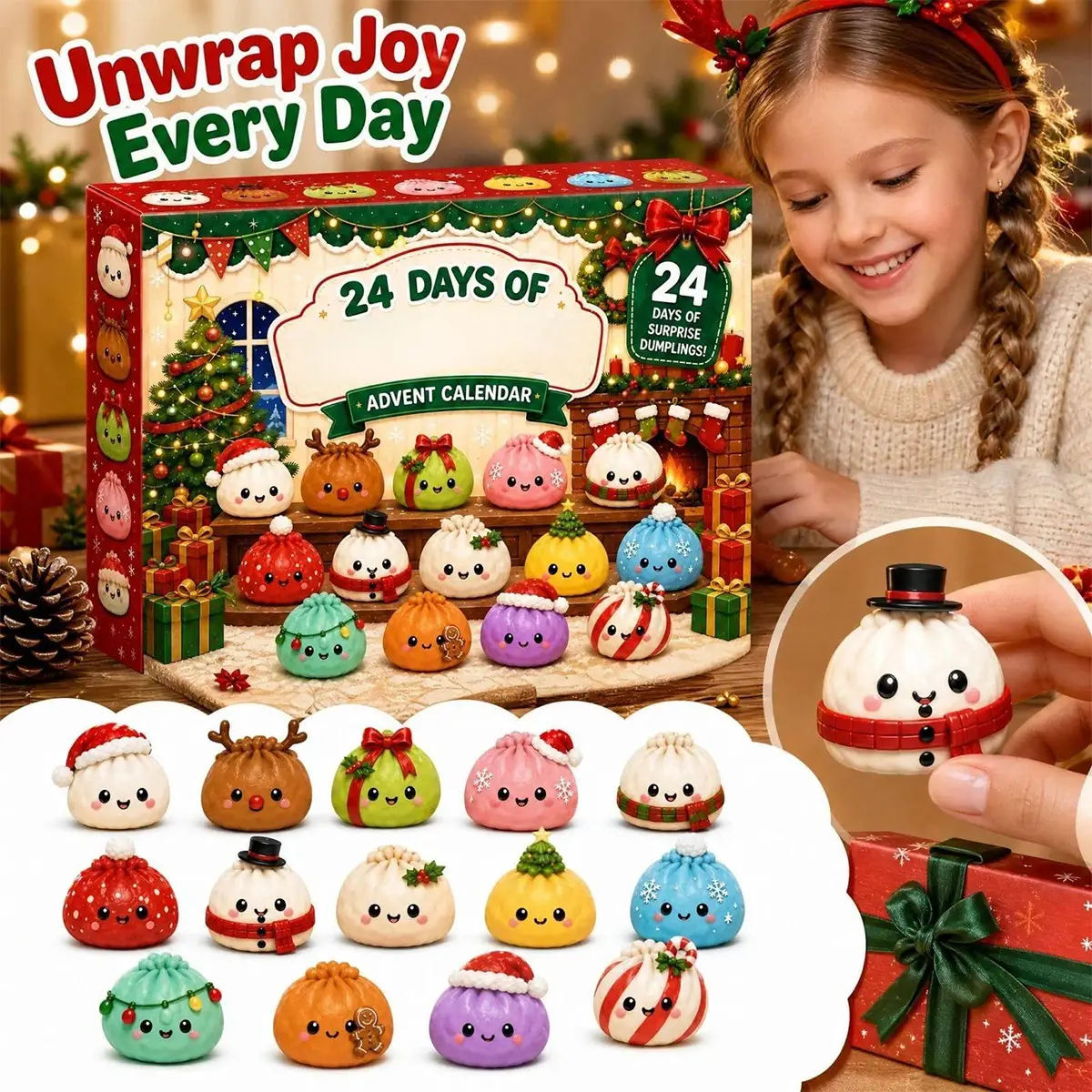 Christmas Mini Squishies Advent Calendar 2026, 24-Day Holiday Countdown Fidget Stress Relief Set, Cute Squeeze Figures for Indoor Recreation, Stocking Stuffers, Xmas Party Favors, Small Surprise Gifts for Kids Teens Adults