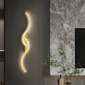 Modern LED indoor wall lamp black/gold 100cm wall lamp aluminum warm light wall lamp, suitable for indoor living room foyer TV background wall lamp Led Wall Lights
