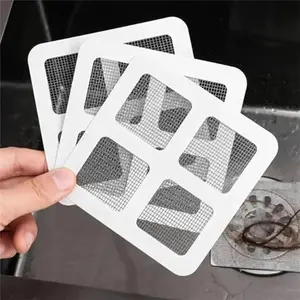 100pcs Hair Catcher Drain Stickers, Disposable Sink Strainer Mesh, Bathroom Anti-Insect Blockage Patch, Prevent Clogs