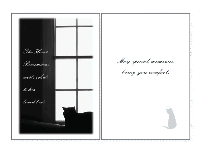 The Heart Remembers Cat Sympathy Card