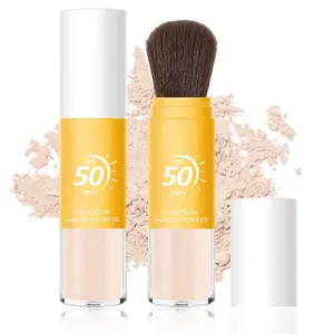 Sunscreen Setting Powder SPF 50, Sunscreen Powder for Face & Scalp, Brush Powder Oil Control Loose Powder with Sunscreen Brush, Translucent Face Powder Lasting Lightweight Breathable