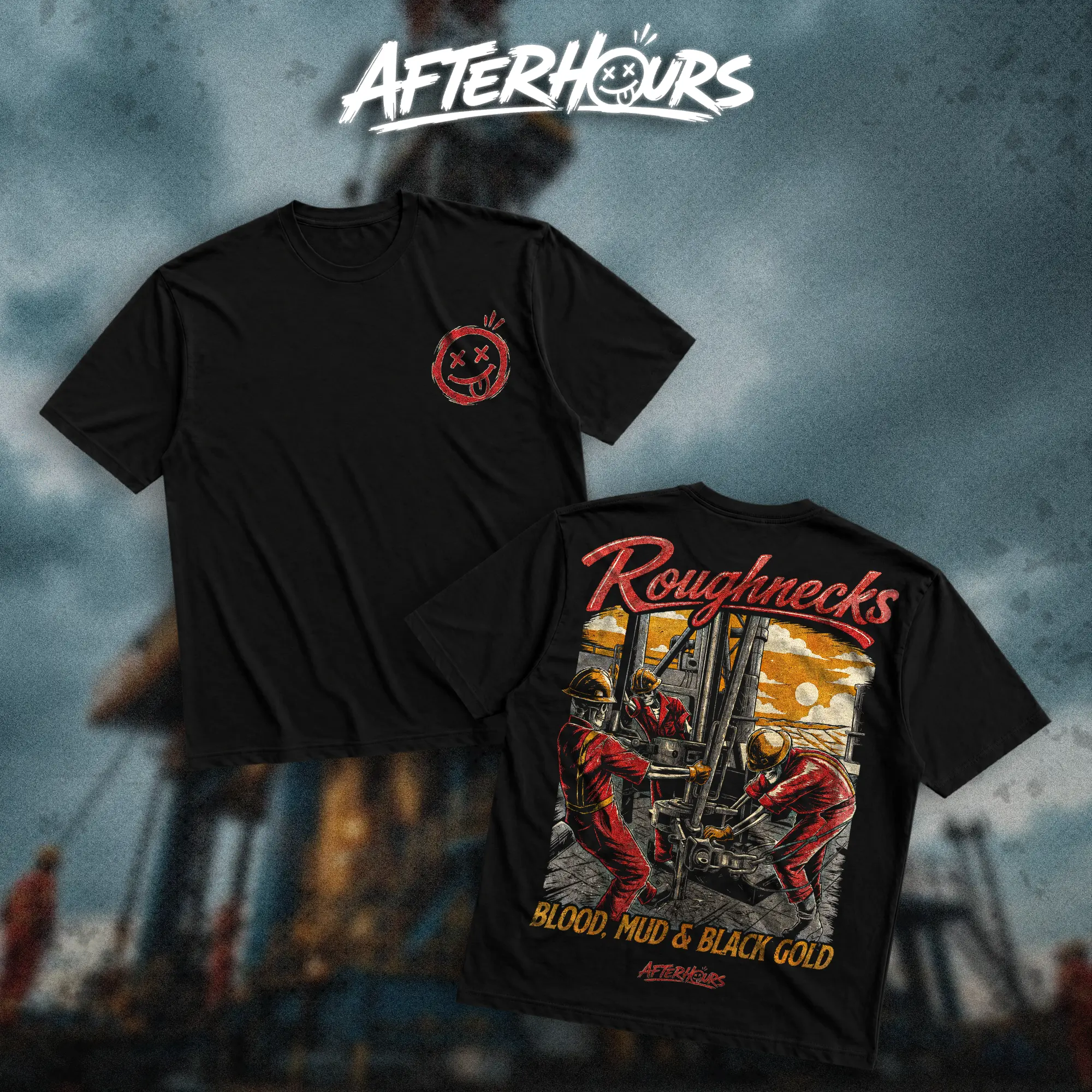 AFTERHOURS Roughnecks Heavy Cotton T-Shirt Direct-To-Garment Breathable Printing High Visibility Sarcastic Tee For Workers, Gift For Husband , Safety Workwear For Man