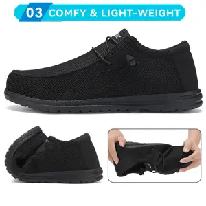 Steel Toe Loafers Men Lightweight Comfortable Slip OnWalking Casual Flats Sneakers Work Safety Shoes Footwear Boy