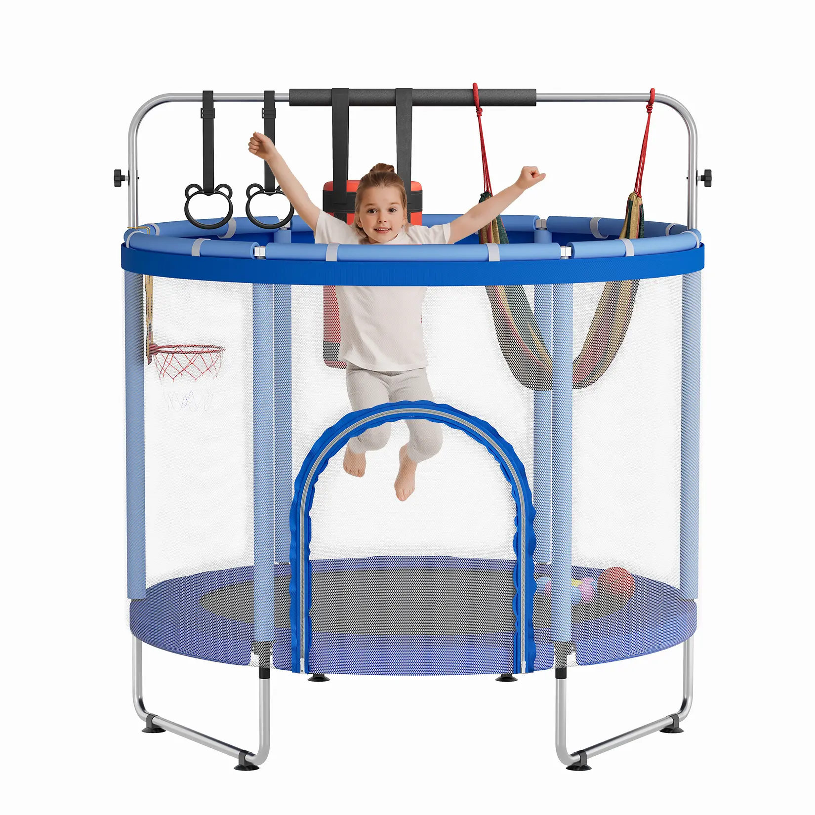 60" Standard Test Method Certified Trampoline for Kids - 400lbs Capacity - Mini Indoor & Outdoor Bounce House with Safety Enclosure & Pad - Ideal Gift for Boys and Girls