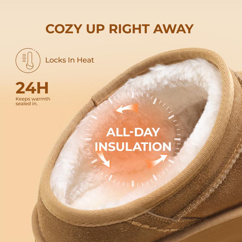 Dream Pairs FuzzyEasy Slip-On Suede Ankle Bootie-Slippers – Faux-Fur Lining, Indoor/Outdoor Memory-Foam Cushion