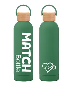 MatchBottle Green Water Bottle with Bamboo Lid to meet people