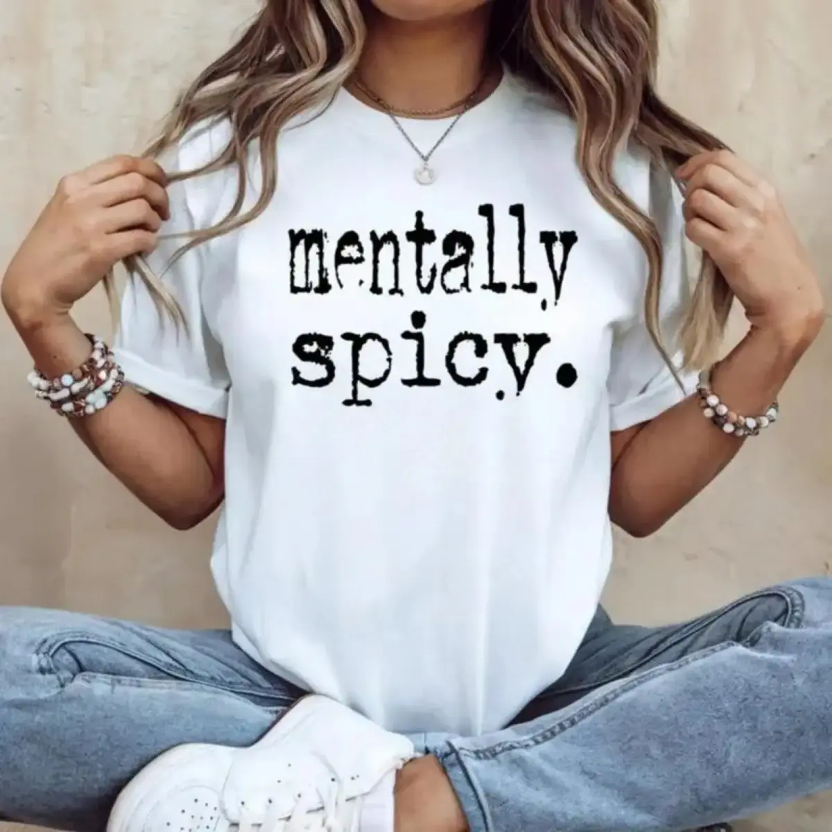Women's "Mental Health Is Important" Inspirational Casual Streetwear Top - Mental Health Awareness, Anxiety Disorder Support, Round Neck, Short Sleeve Sports Top