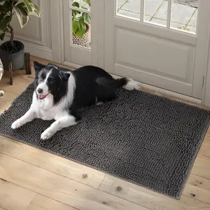 Door Mat Indoor Entrance, 72" x 48" Absorbent Quick-Drying Mud Mat for Dogs, Non-Slip Door Rugs for Entryway Indoor Washable, Soft Chenille  Mat for Muddy Paws