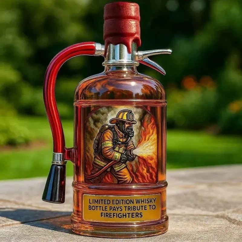 Firefighter-Themed Whiskey Decanter, Unique Fire Extinguisher-Shaped Liquor Storage, Home Bar Accessories, Ideal Gift for Firefighters & First Responders