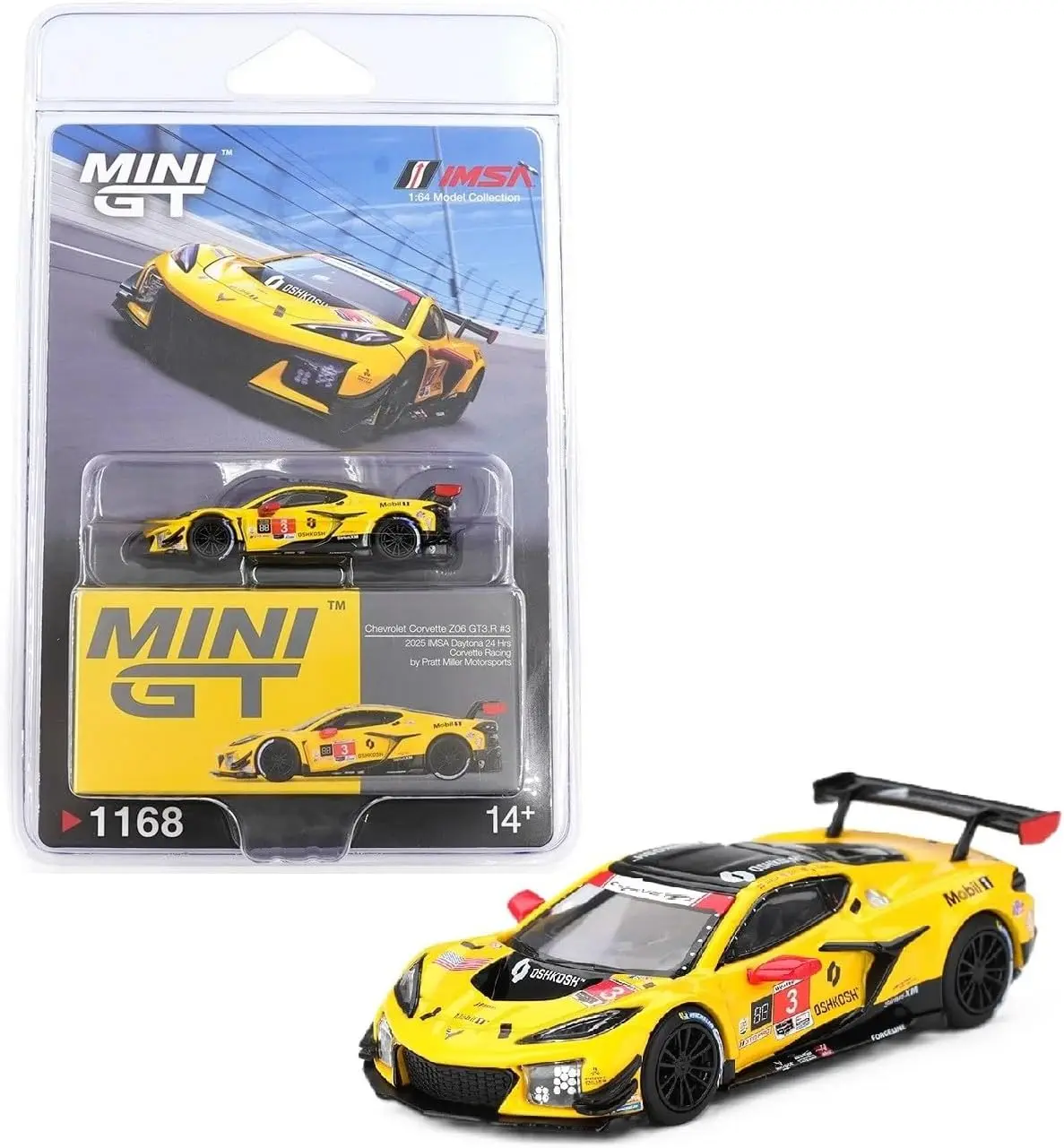 Mini GT 1:64 Chevy Corvette Z06 GT3.R #3 Corvette Racing by Pratt Miller Motorsports 2025 IMSA Daytona 24 Hrs Limited Edition MGT01168
