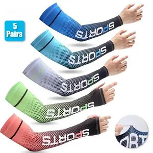 5 Pairs Sun Protection UV Arm Sleeves Cooling Anti Slip Compression Sleeves Sports Polyester Cycling Covers