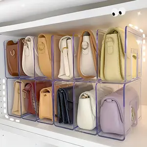 2-Pack Premium upgraded four-compartment acrylic organizer boxes, ideal for storing handbags, wallets, books, and various small items.These sturdy storage boxes efficiently organize closets and drawers, keeping spaces neatly organized.