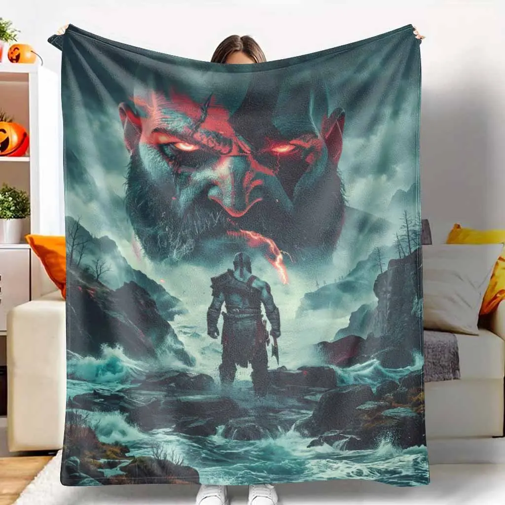 Mythic Warrior Flannel Blanket - Epic Battle Fantasy Art Print, Soft, Warm, Cosy, Breathable, Durable, Lightweight Throw for Bedroom, Home Decor, Holiday Gift (TikTok Shop Spring Glow Up)