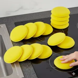 High-Density Yellow Round Car Wax Sponge Polish Applicator Hand Waxing Pad Detailing Buffing Tool Auto Body Cleaning Foam Block