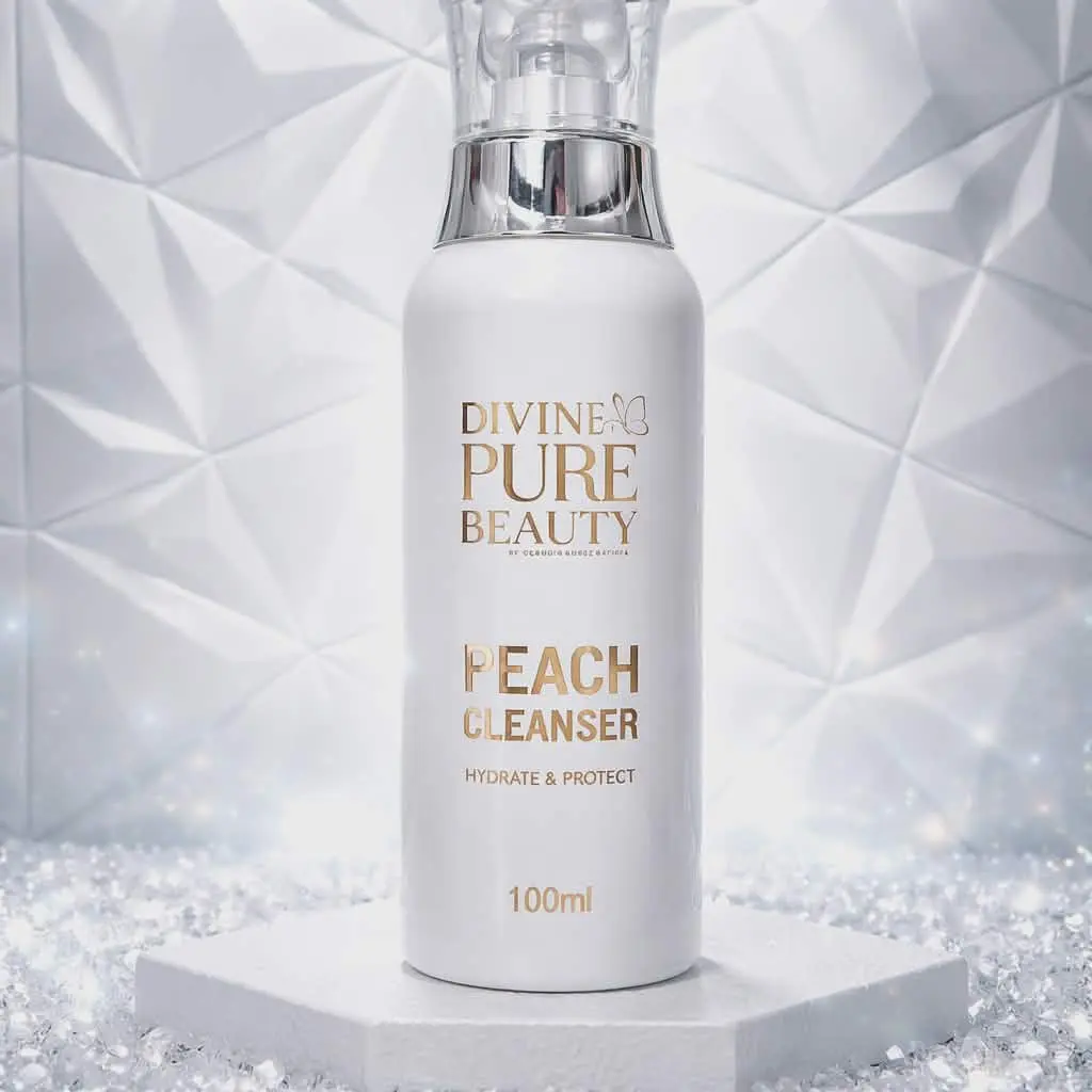 Divine Pure Beauty Peach Liquid Facial Cleanser - Alcohol-Free Gentle Daily Cleanser for Adults' All Skin Types, Cleansing Formula for Radiant Skin, Facial Wash Single Item