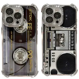 Retro Cassette Pattern Silicone Soft Phone Case For iPhone 17 16 15 14 13 12 11 Pro Max Plus Air And Galaxy S26 S25 S24 S23 S22 Ultra Plus FE Edge Airbag Plating Back Cover Unique Gift For Christmas Birthday