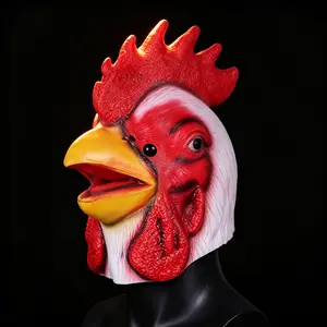 Ultra-Realistic Rooster Latex Mask, Bright Red Farm Bird Headpiece for Halloween Pranks & Cosplay