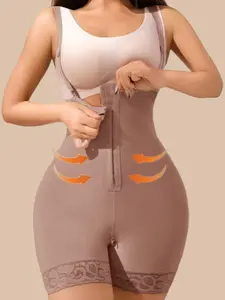 Women's Slimming Body Shaper Jumpsuit, High Waisted Shapers, Fajas, Colombian Shapewear Bodysuit Tummy Control Butt Lifter Zipper Crotch, High Compression Shapewear, Adjustable Hooks Open Bust Postpartum BBL Recovery, Suitable For Training Or Sports