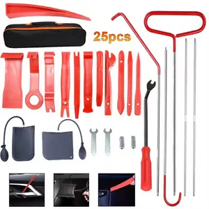 25pcs door repair manual tools, durable wedge pump locksmith thickening kit air cushion long-distance gripping tool set, equipped with long-distance gripper and air wedge pump, suitable for car disassembly tool set (red)