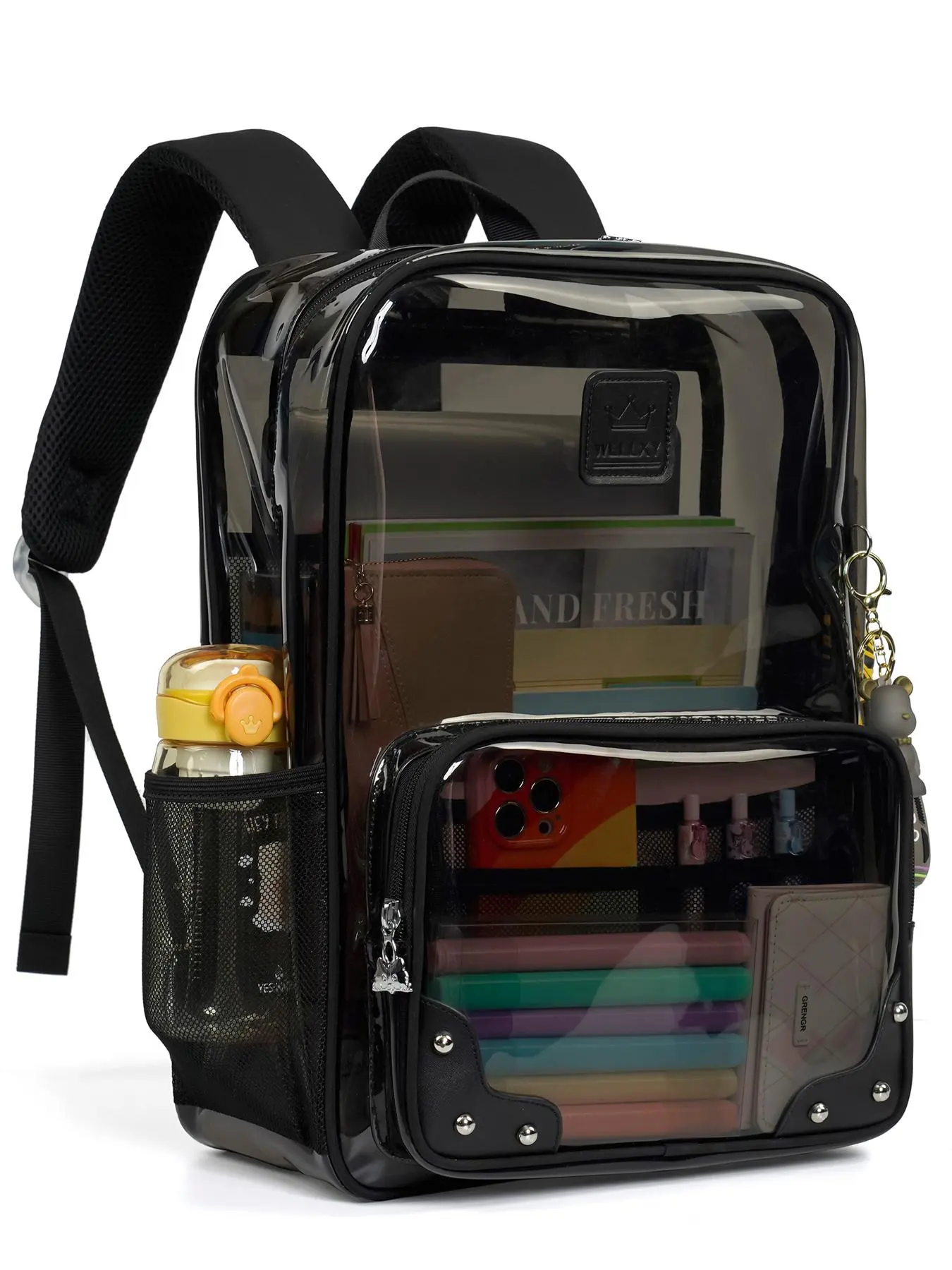 2024 New Style Solid Color Clear Backpack, Transparent Laptop Backpack for Daily Travel Work Commute, Large College Bookbag for Women Men Teens Girls Boys Students, Clear Backpack for Stadium Events, Computer Backpack, Travel Backpacks