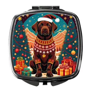 Chocolate Labrador Retriever Christmas Compact Mirror for Pet Lovers
