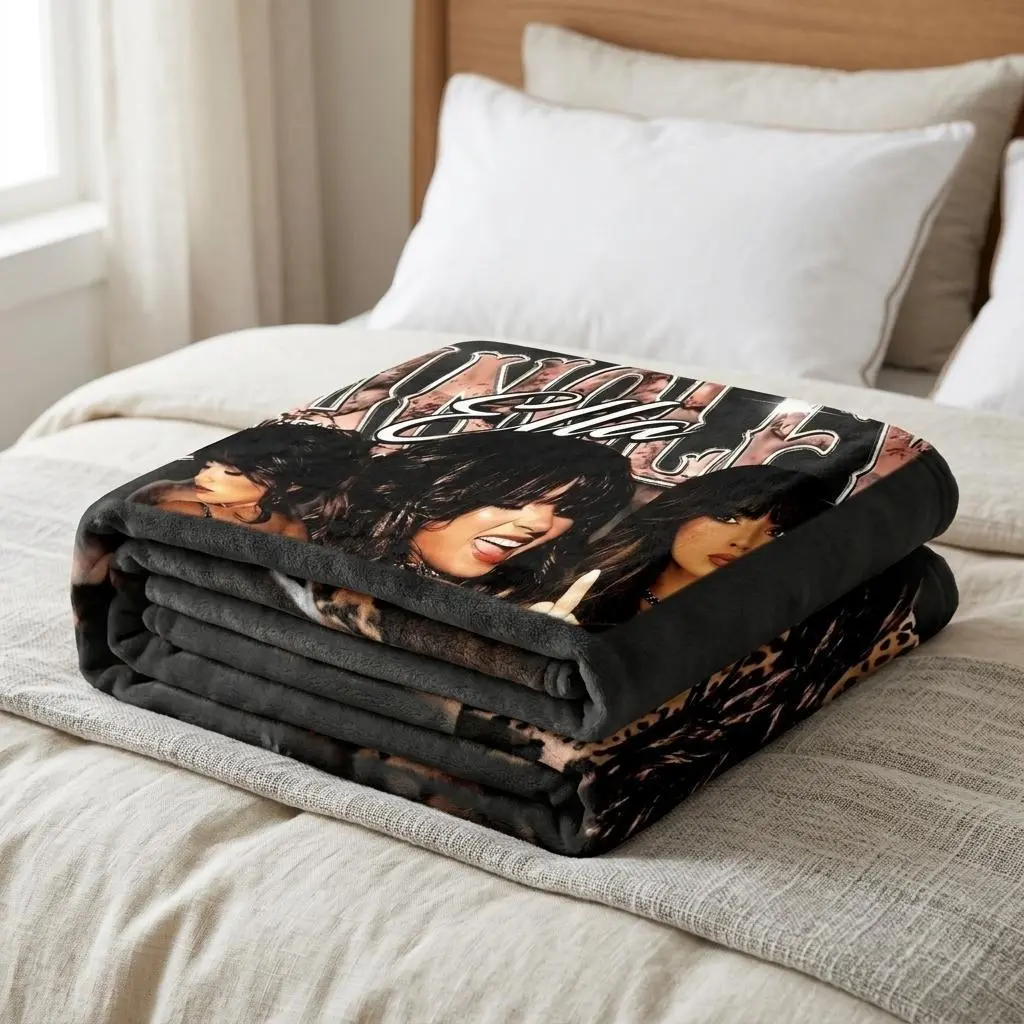 Country Music Fan Flannel Blanket, Vintage Western Singer Collage Throw, Soft Cozy Plush Bed Sofa Cover, Rustic Cowgirl Home Decor Gift