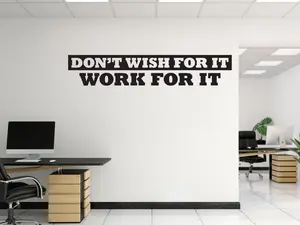Don't Wish for It Work for It Gym Wall Decal – Motivational Wall Art Sticker for Home or Office – Premium Quality and Damage-Free Removal